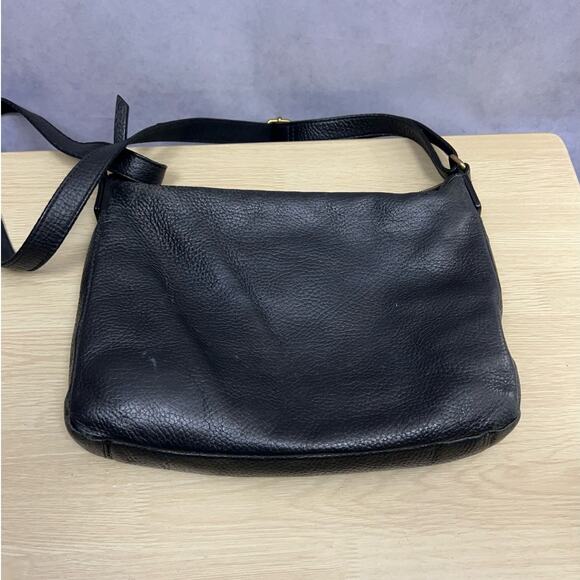 Vintage Fossil Pebbled Soft Black Cow Hide Leather Two Zip Pockets Shoulder Bag - Picture 3 of 14